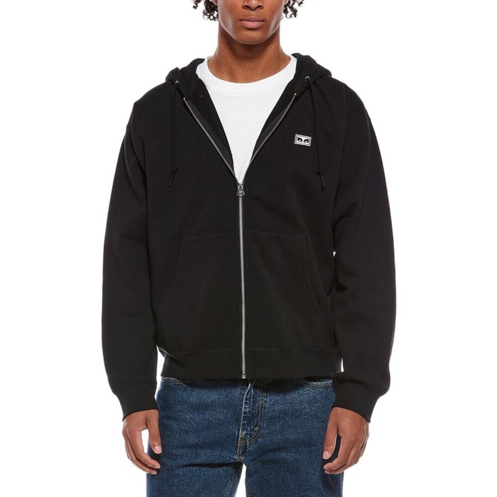 Obey Mens Zip Hoodie, Black